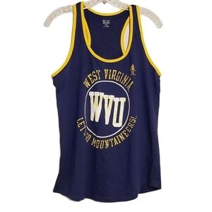 Women's Blue & Gold Racerback WVU Sports Fan Tank Top (Size XL)